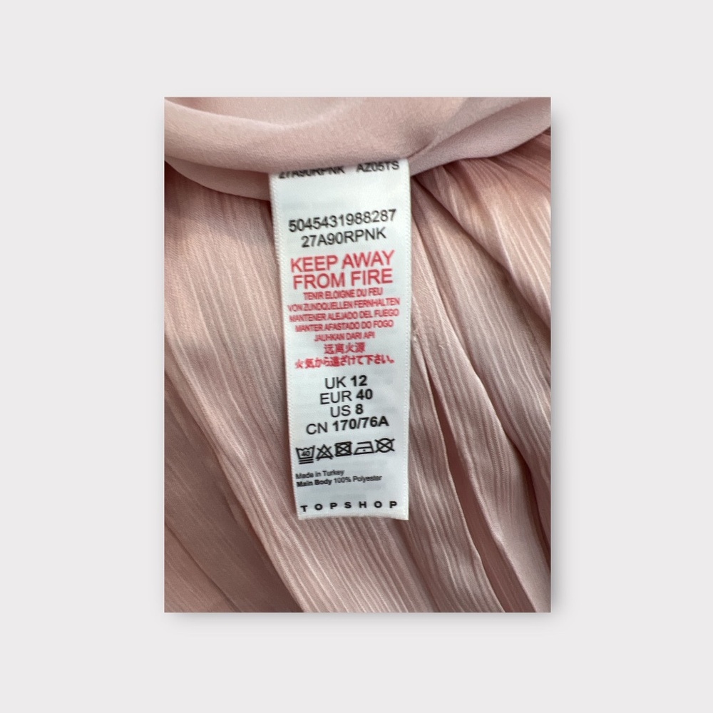 Topshop Pleated Crushed Satin Pink Midi Skirt Size 8 NWOT - Picture 6 of 6